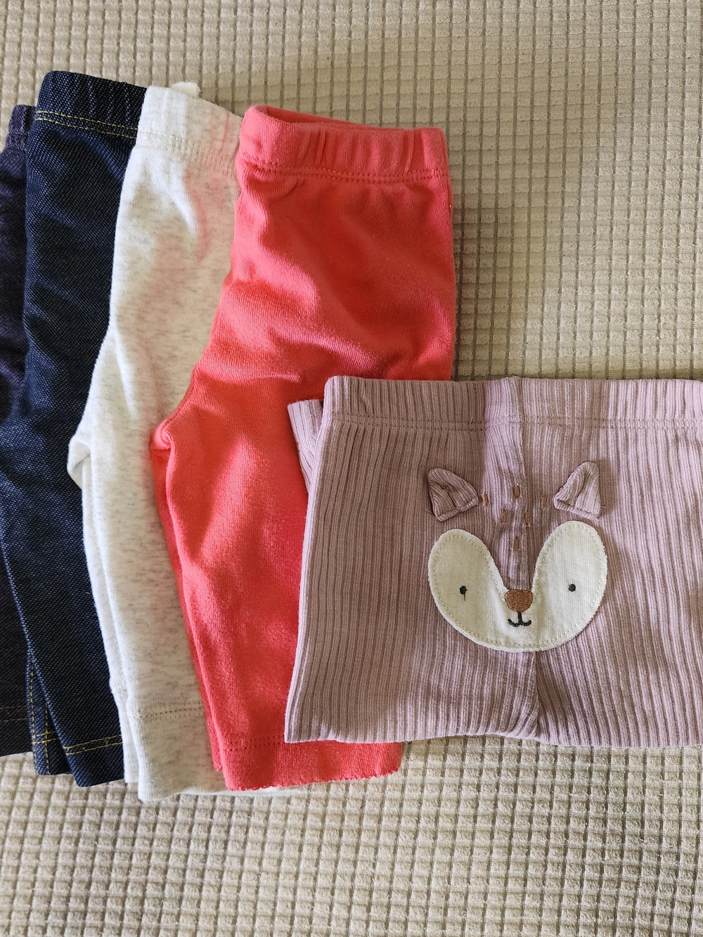 Baby Leggings Set 3M - Pink, Coral, White, Navy.